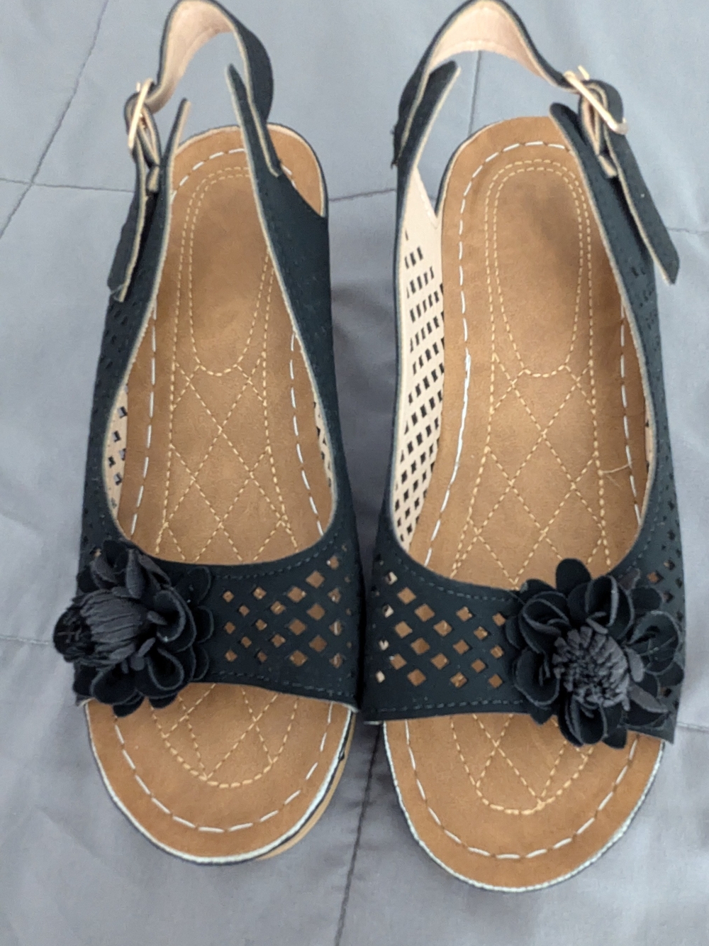 Women’s Black Slingback Floral Sandals